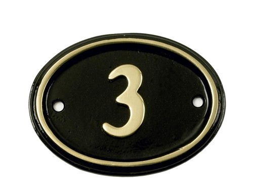 Cast bronze oval house - bronze, number
