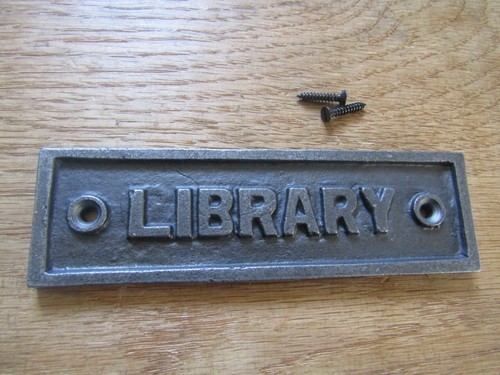 Rustic iron plaque - , library