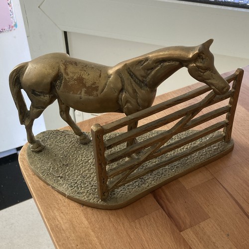 Cast brass horse - cast, looking