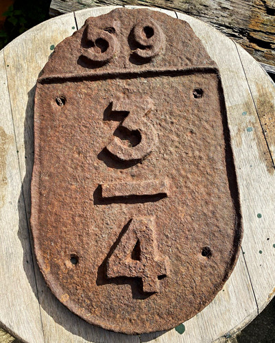 Cast iron railway number - railway,
