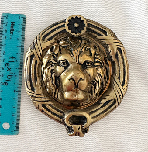 Vintage solid brass lion door - vintage,