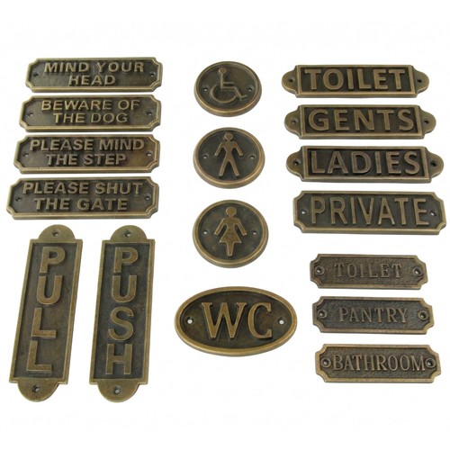 Antique brass wall - signs, cast
