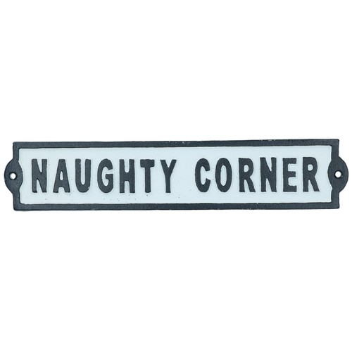 Naughty corner cast iron sign - corner,