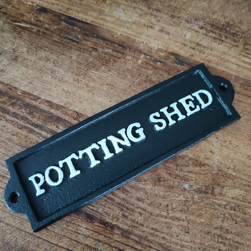 Cast iron sign - sign, shed