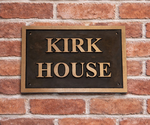Cast bronze rectangle house - bronze,