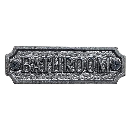 Cast iron bathroom door - iron, sign