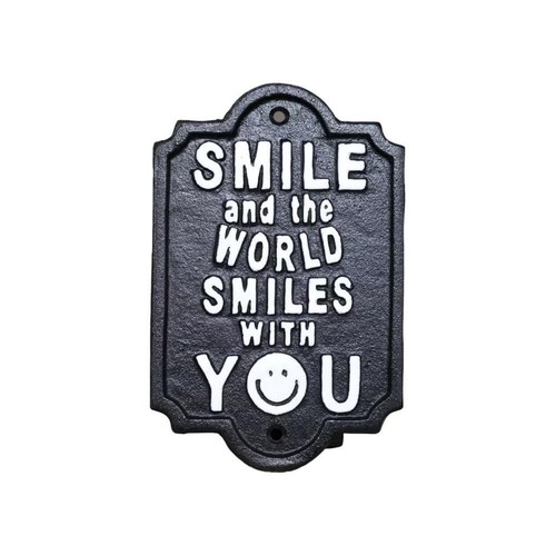 Cast iron plaque - happy, wall