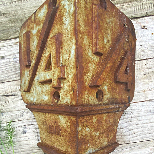Cast iron railway milepost - cast,