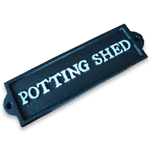 Cast iron sign potting - iron, shed