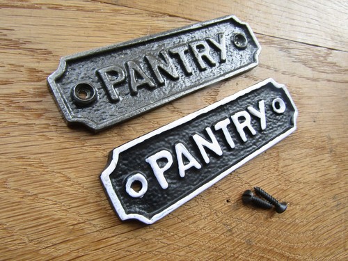 Rustic iron plaque - , pantry