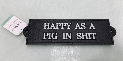 Cast iron sign plaque happy - plaque, 'happy