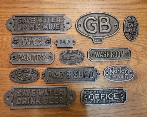 Cast iron door plaque - cast,