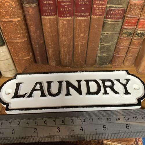 Rustic cast iron sign - sign, laundry