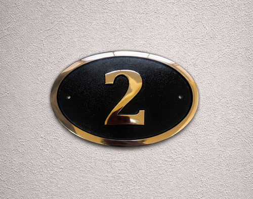 Cast bronze oval house number - cast,